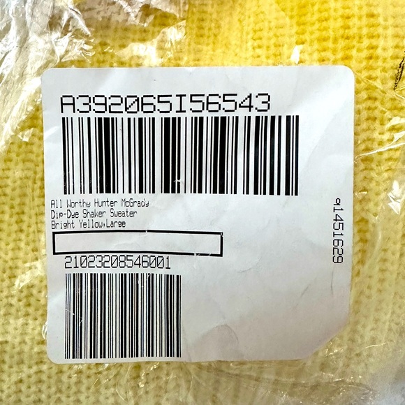 All Worthy Hunter McGrady Yellow Dip-Dye Ombré Shaker Sweater Large - Picture 6 of 7